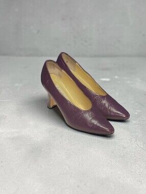 Women Vintage Leather Purple Pumps By Espanola Size 8.5M
